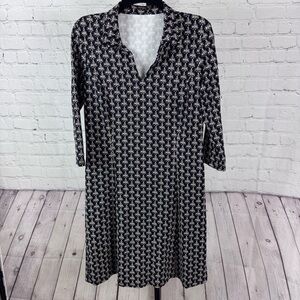 J. McLaughlin Levia Catalina Cloth Long Sleeve Sheath Dress Black Medium